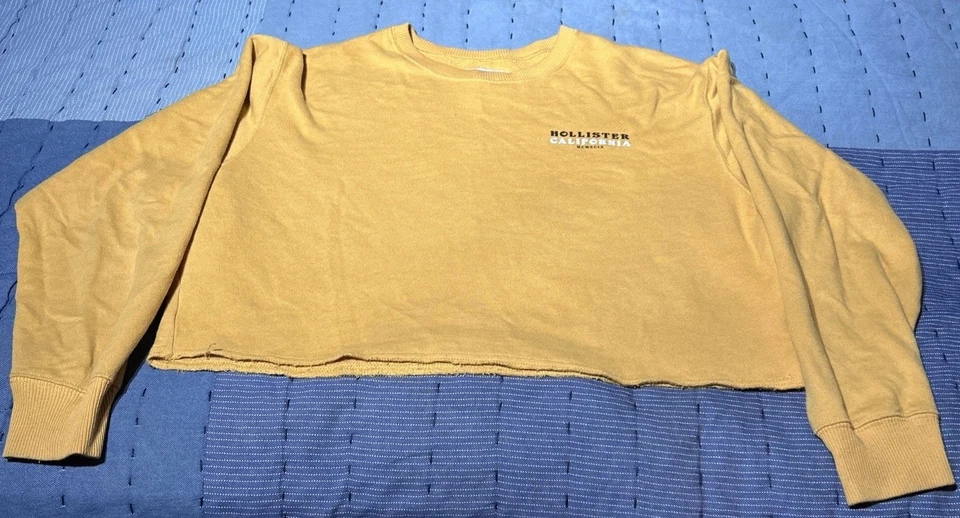 Hollister California желтый укороченный свитер размер L белый тигры дикие духи - Изображение 2 из 4