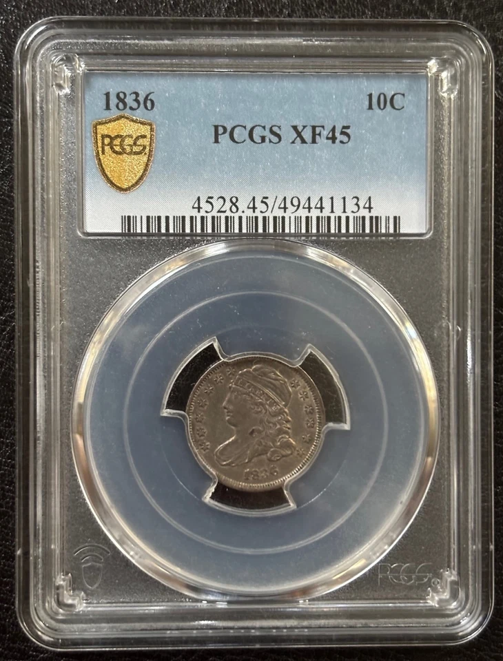 1836 Capped Bust Silver Dime 10C PCGS XF45  -Great Type Coin- Gold Shield (#902) - Image 2 of 4