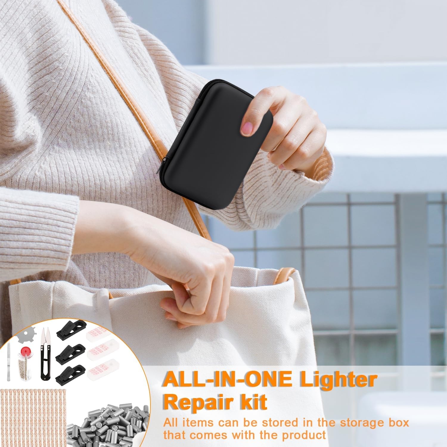 Zippo Lighter Repair Maintenance Kit w/ Case, Wick, Cotton, Felt Pads, Tweezers