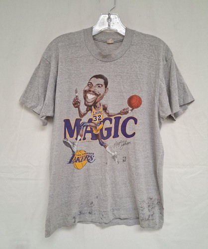 Vintage 80s Magic Johnson LA Lakers Salem Screen Printers Caricature T-Shirt Siz