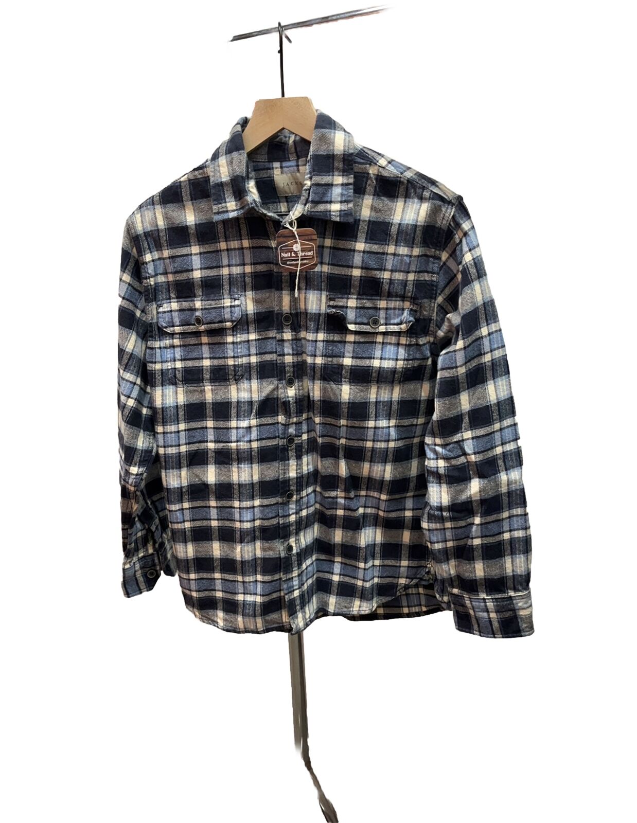 JACHS Heavyweight Flannel Shirt Men’s Size M Blue… - image 1