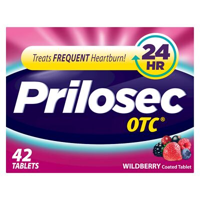 Prilosec OTC Wildberry Heartburn Relief 42 Count 20mg 24 Hour Protection