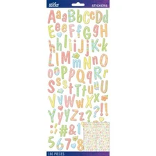 Crafts Sticko Puffy Alphabet Numbers Pastel Dot Patterns 14" Sheet (186 pieces)