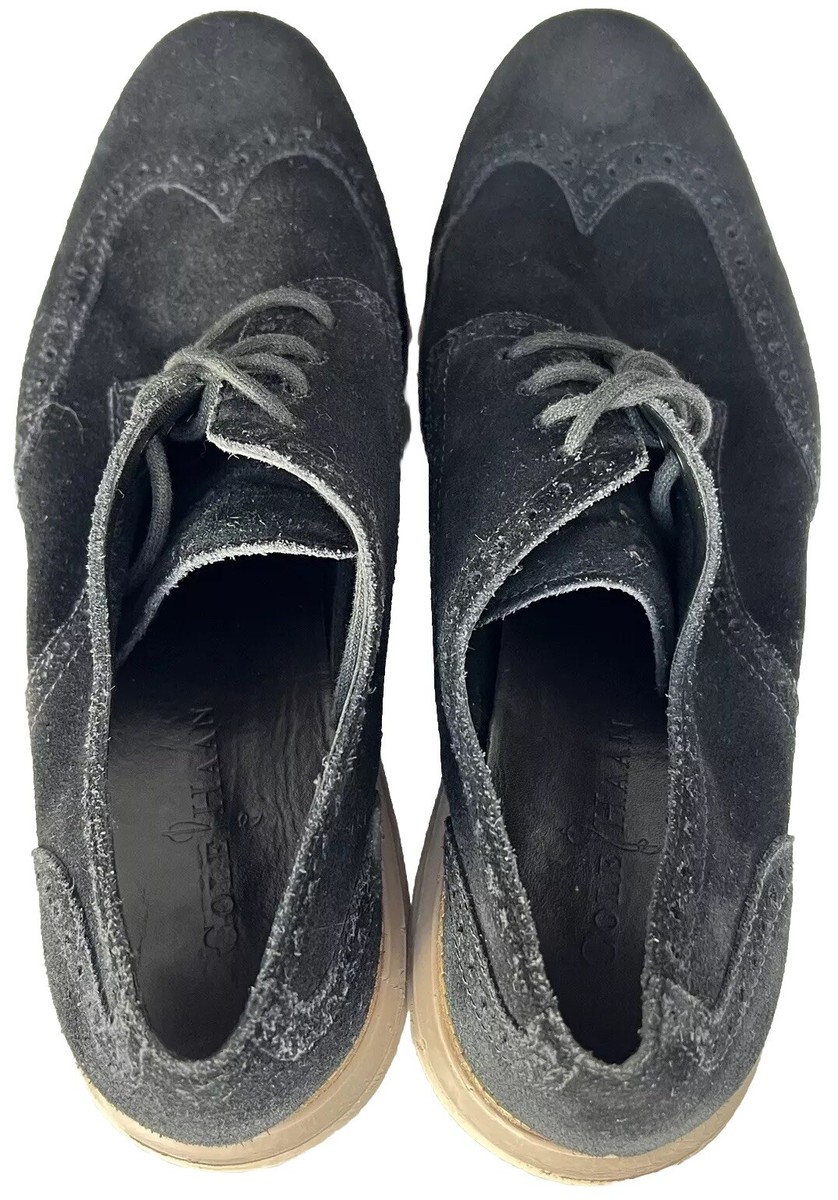 Cole Haan Lunargrand Wingtip Black Suede Brogue Oxford 