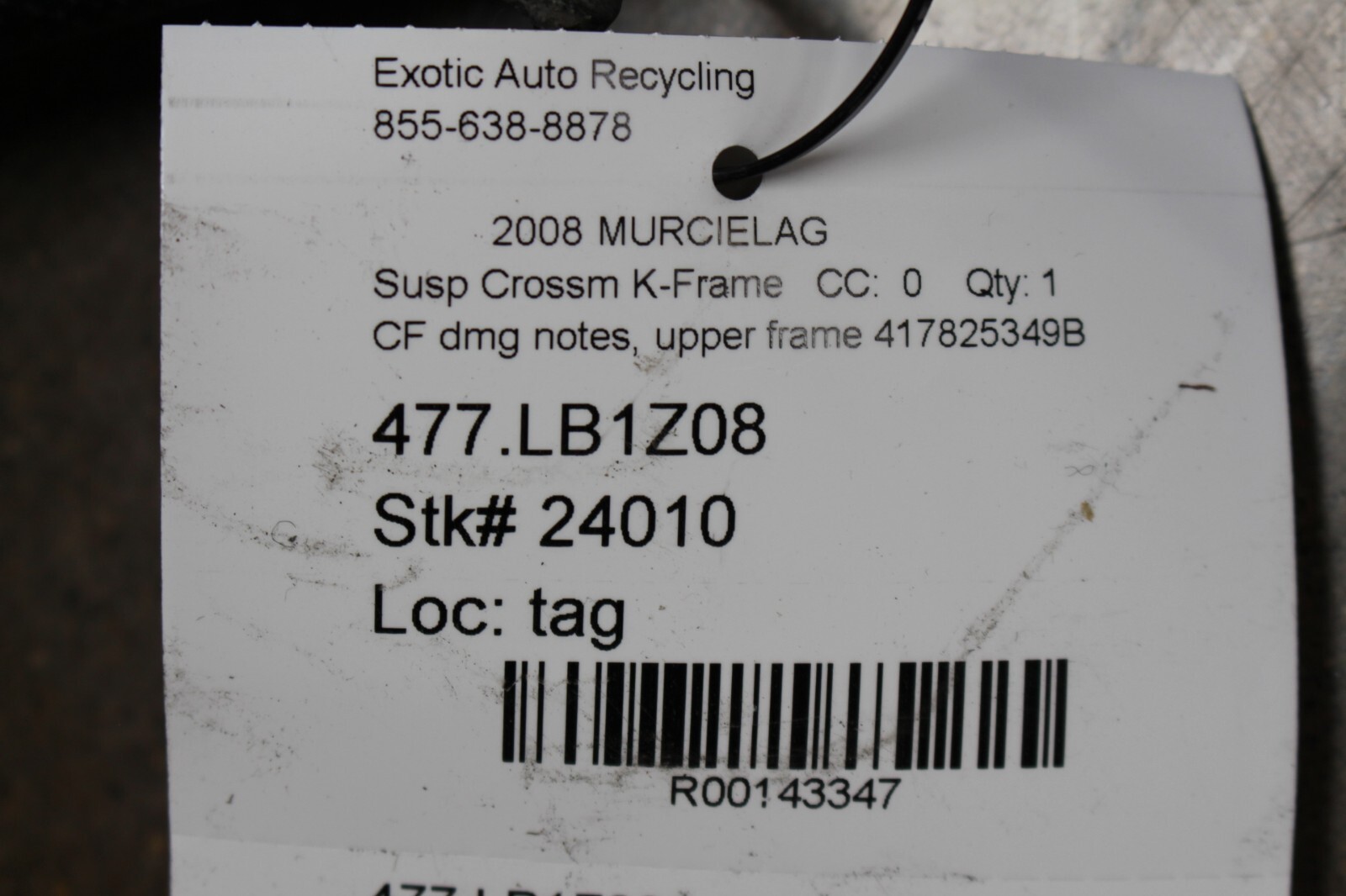Lamborghini Murcielago LP640, Upper Suspension Crossmember, Used 417825349B