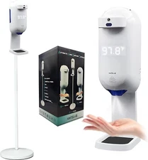 Touch-Free Sanitizer Dispenser w/Wall Mount/Stand, Touch-Free Thermometer