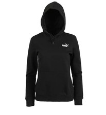 Puma Women's Essentials Embroidery Fleece Pullover Hoodie Black Size L Large NWT