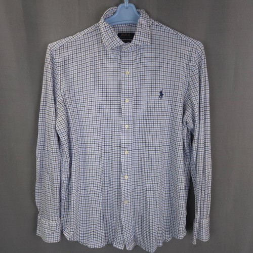 Polo Ralph Lauren Shirt Mens L Blue Tattersall Knit Pima Cotton Long Sleeve Soft - 第 1/10 張圖片