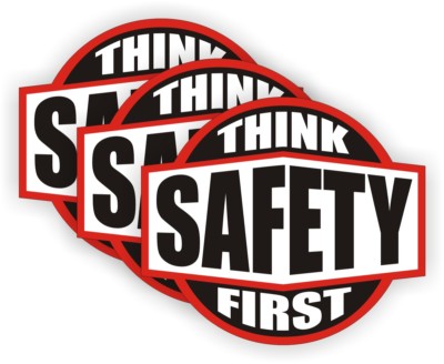 3-pack Think Safety First Hard Hat Stickers / Funny Helmet Decals Toolbox Labels