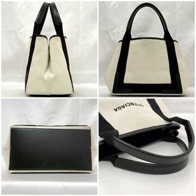 Balenciaga tote bag navy cabas ec-23052 natural white black 339933