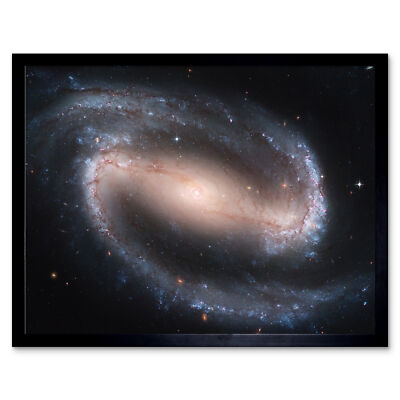 Hubble Weltraumteleskop vergitterte Spiralgalaxie NGC 1300 gerahmtes Kunstbild 12x16