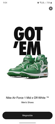 Size 9 - Nike Air Force 1 Mid SP Leather x Off-White Pine Green Order Confirmed