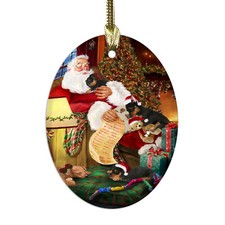 Miniature Pinscher Dog Oval Glass Christmas Hanging Ornaments X-mas Tree D cor