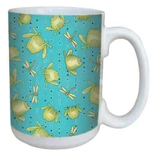 Tree-Free Greetings 15 oz Frog Toss Ceramic Mug with Full Sized Handle Blue