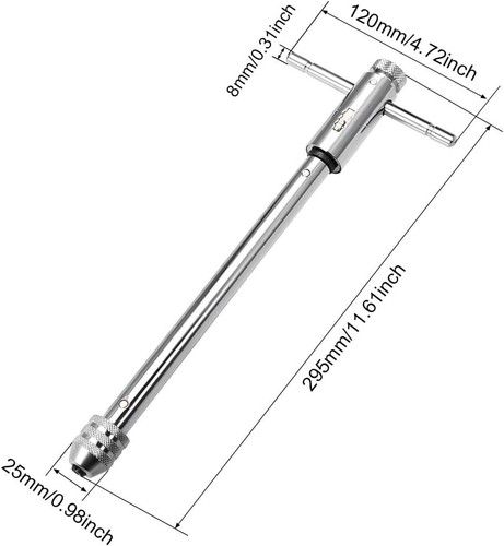 Llave de grifo de trinquete ajustable mango en T, para grifos de rosca métricos M5-M12 11,61" - Imagen 3 de 7