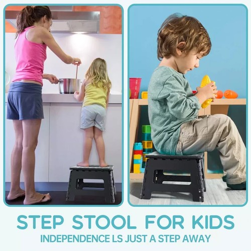 Folding Step Stool Plastic Heavy Duty Multi Purpose Easy Foldable Home Kitchen - Picture 12 of 17