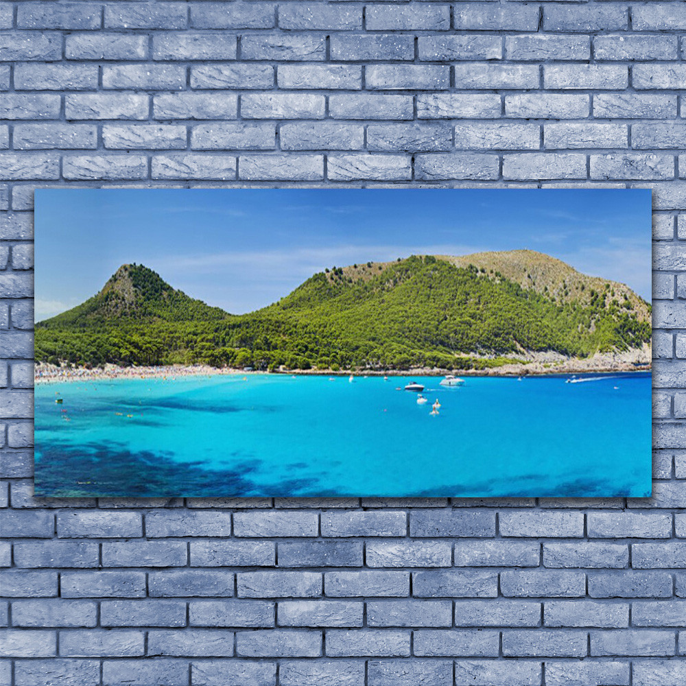Image sur verre 140x70 paysage montagne mer decoration murale panoramique