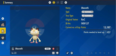 Pokemon Scarlet & Violet 6IV Shiny Meowth Max EVs