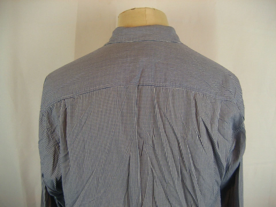 Camisa de vestir para hombre Greg Norman algodón LS negra/blanca a cuadros talla mediana Foto 4 de 4