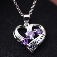 925 Sterling Silver Plated Crystal Pendant Necklace Wedding Party Gift P010