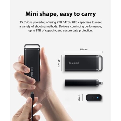 Samsung T5 EVO Portable SSD 2TB 4TB 8TB Type-c USB3.2 External