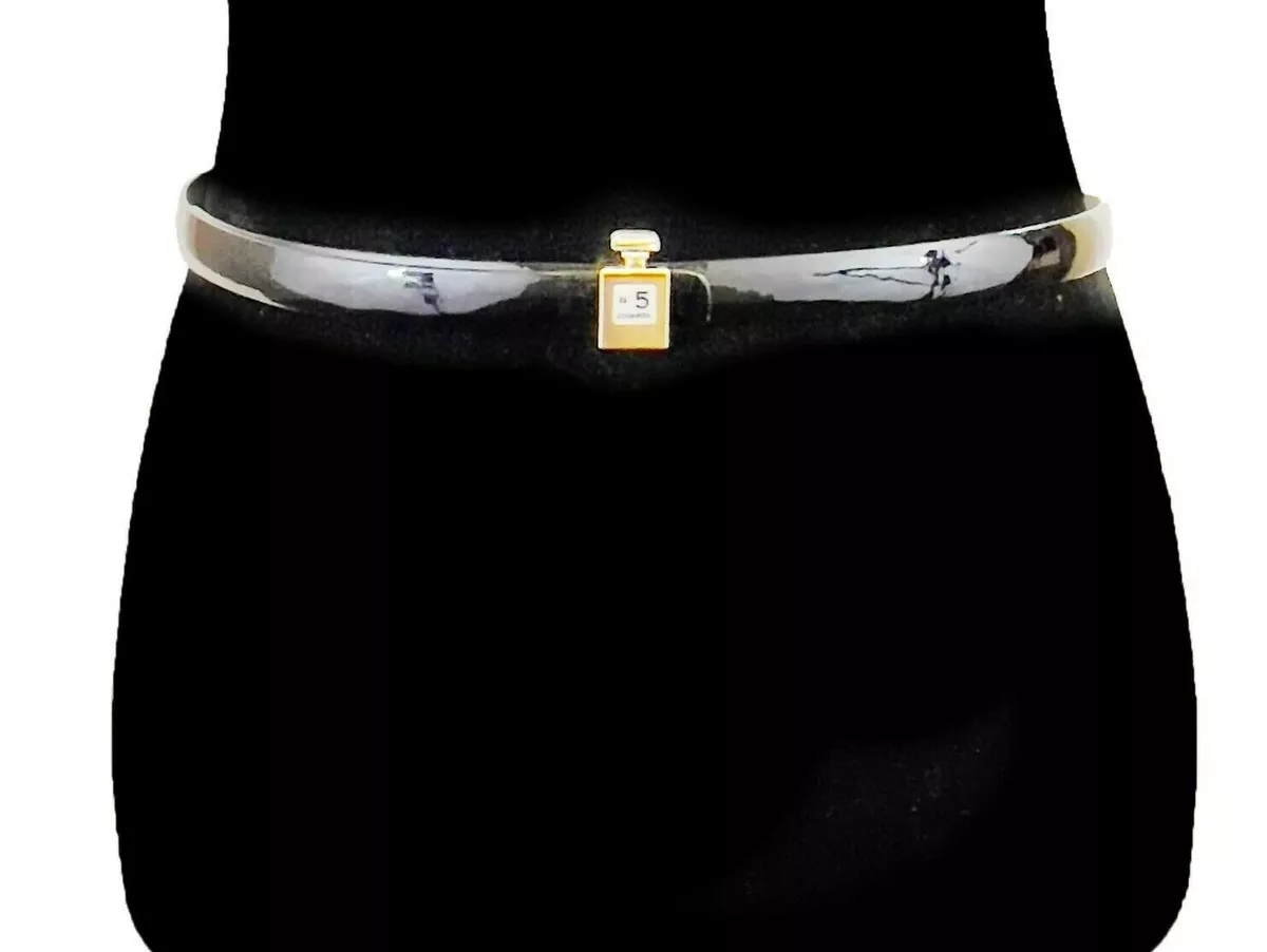 Chanel Vintage Black Calfskin Sliver CC Buckle Belt (75/30)