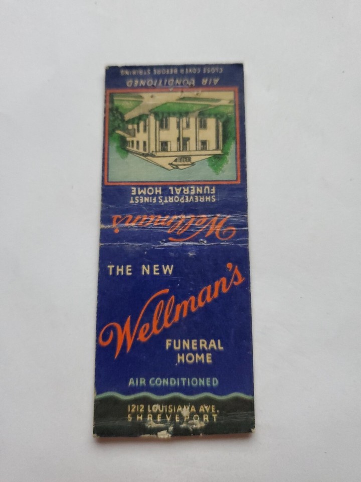 Wellman's Funeral Home Shreveport Louisiana Matchbook Cover eBay