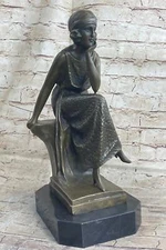 Art Deco Flapper Girl Fashion Model Bronze Metal Statue Sculpture Figurative Art
