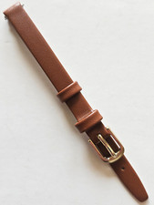 8mm - Tan / Smooth Leather Watch Band - Gold Buckle / w Pins