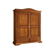 ARMADIO IN LEGNO 180*65*225 H, ARTE POVERA NOCE SCURO, PORTE SCORREVOLI