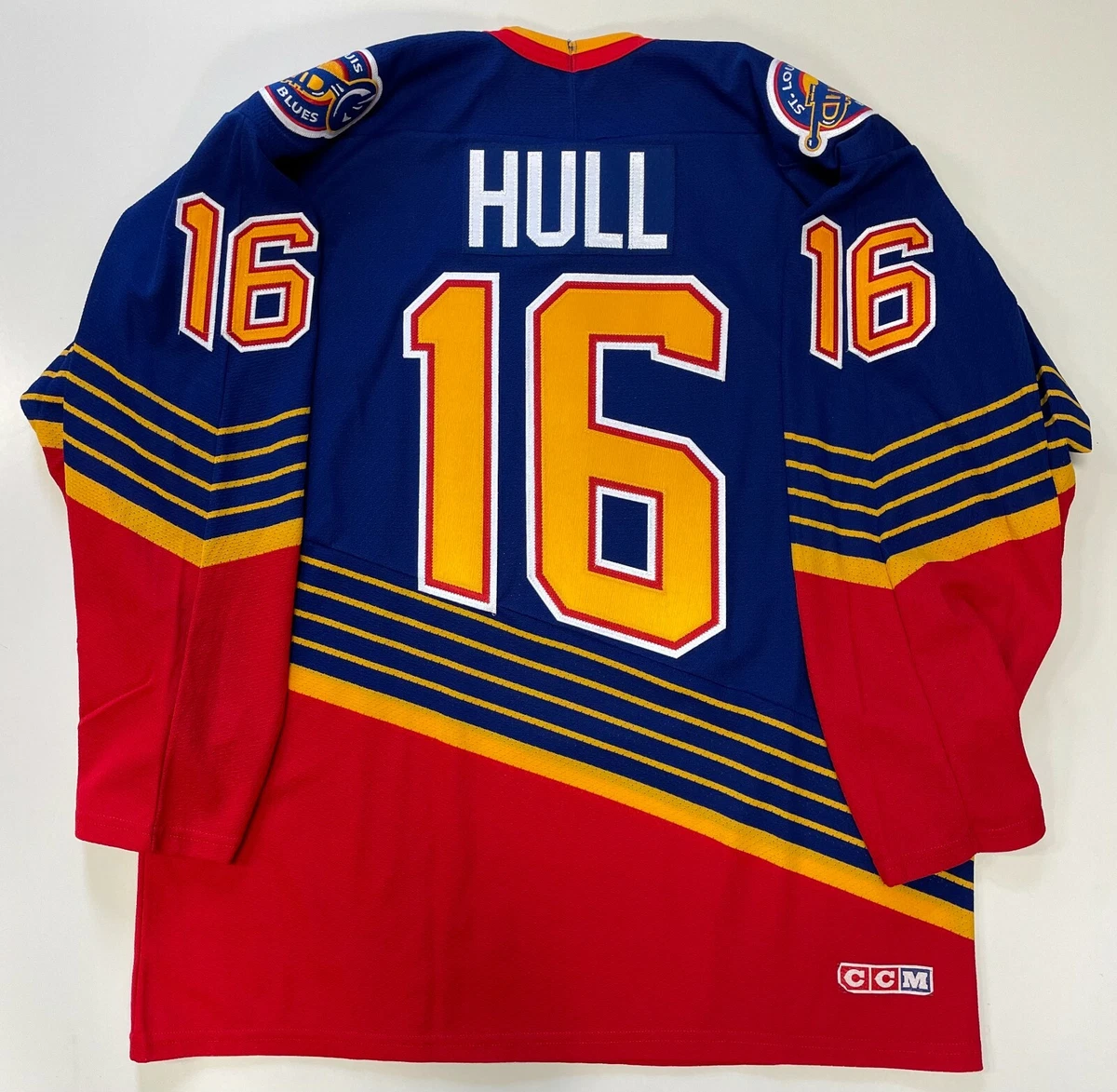 St. Louis Blues #16 Brett Hull 1995 Blue Throwback CCM Jersey on sale,for  Cheap,wholesale from China