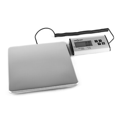 ONECONCEPT MARKETER DIGITALE PAKETWAAGE 200KG 100G 27X27CM DISPLAY EDELSTAHL