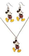 Mickey Mouse Cartoon Character Figure Charm Pendant Necklace And Earrings Set