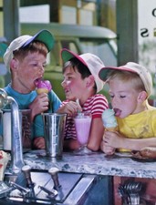 1950s Vintage Classic Cute Boys Eat Ice Cream Cone John Mechling Photo Art 16x20