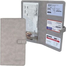 Car Registration and Insurance Holder Vehicle Glovebox Visor Organizer NG Gray