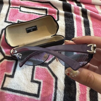 Vintage purple rimless Chanel sunglasses | eBay display picture 3