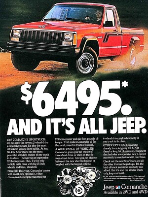 1987 Jeep Comanche Sport Truck Vintage Original Print Ad 8.5 x 11''