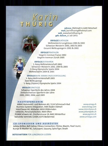 Karin Thürig Autogrammkarte Original Signiert Triathlon ## BC G 27679 - Bild 2 von 2