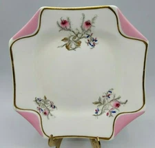 Sampson & Bridgwood & son Rose Floral w/Gold detail octagon dessert plate #1279