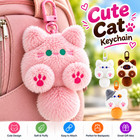 Cute Plush Cat Keychain Cartoon Fluffy Doll Bag Pendant Car Key Ring Gift