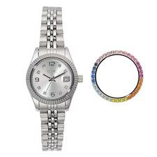Relic By Fossil Women's Keira Silver Tone Watch ZR12613 SET