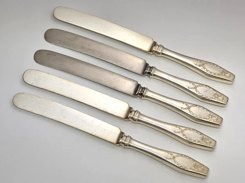 (5) Gorham WREATH Sterling Silver Handle Knives - SCRAP OR USE