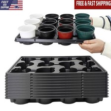 10-Pack 12 Cell Round Nursery Pots Trays Thickened Durable 16.85" 12.6" NEW
