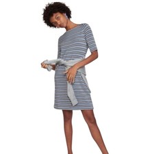 Loft Lou & Grey Sz S Blue Striped Signature Soft Boatneck Dress