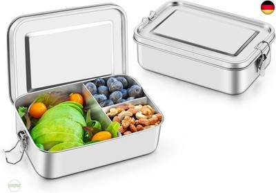 Onader Edelstahl Brotdose mit Fächern 2er Set, 1400ml Bento Box Lunchbox mit 