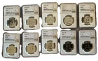 10 Coin NGC Proof Franklin Half Dollar Lot 1956–1963 PF63–PF67 Silver Proofs