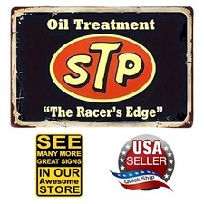 Retro Metal Tin Sign • Petroliana • STP Oil Treatment • The Racer’s Edge • 8x12