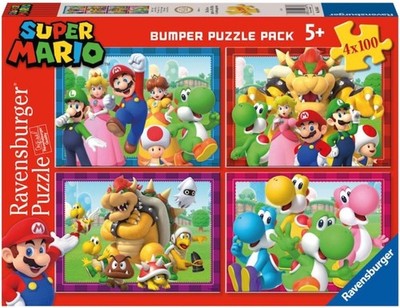 NEW Ravensburger 4x100 Pieces Jigsaw Puzzle 5+ Ages Disney Super Mario Bumper