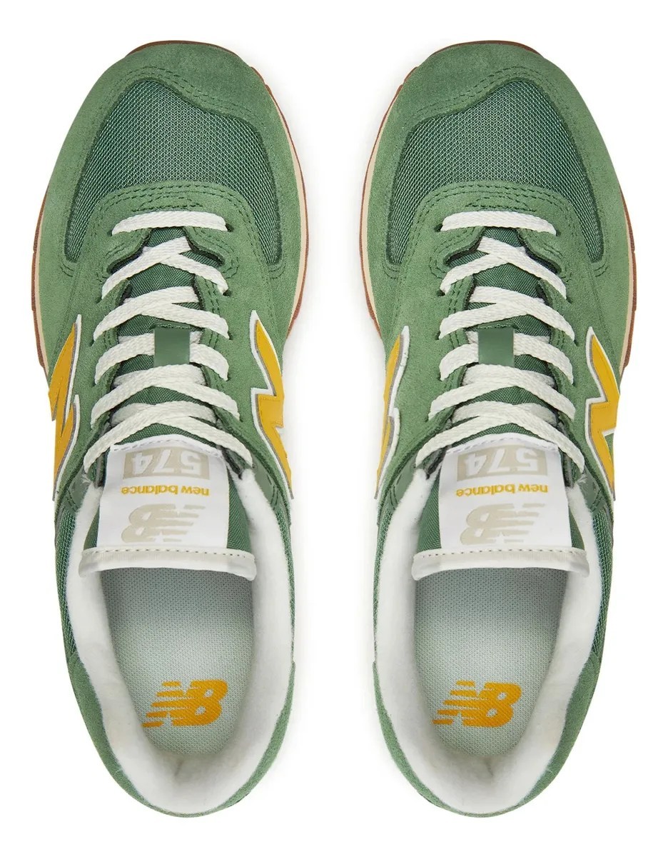 New Balance WL574GS2 Mallard Green / Yellow Women's Athletic Shoes