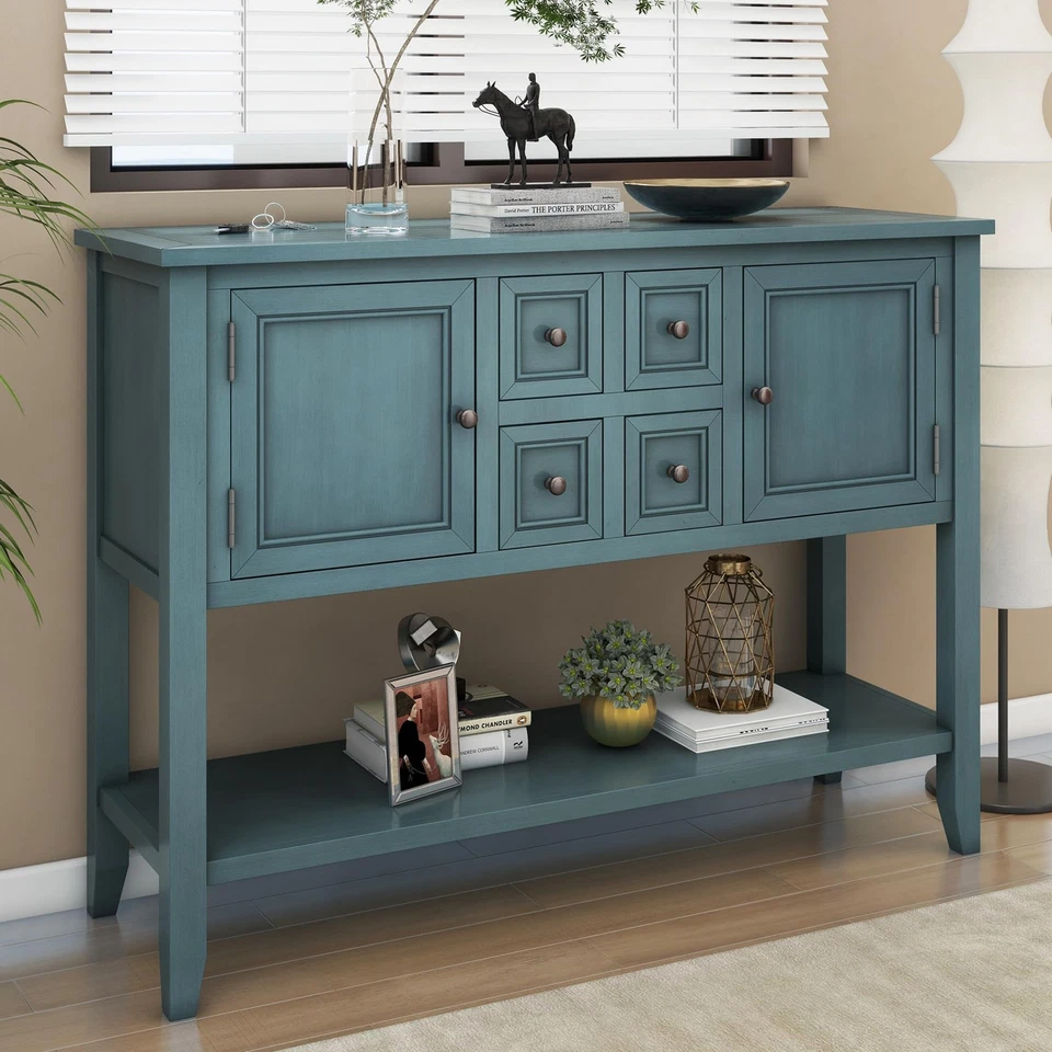 P PURLOVE Consola Mesa Buffet Aparador Sofá con Cuatro Cajones de Almacenamiento Dos Foto 3 de 4